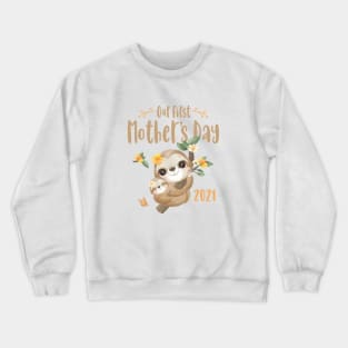 Cute Sloth Mom and Baby Mothers Day 2021 Crewneck Sweatshirt